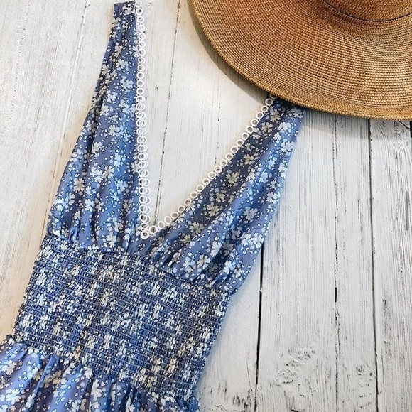 kisuii Dresses & Skirts - Kisuii Damaris Blue Floral Romper